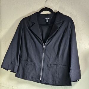 Tribal Womans Black Front Zip Blazer Petite Size 8